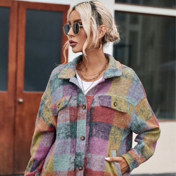 Plaid Oversize Shacket: Multi